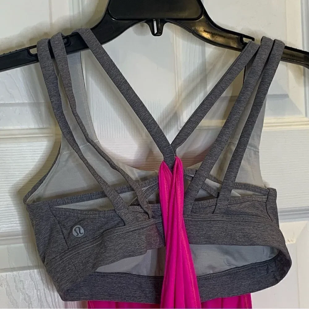 Lululemon Nouveau Limits Tank Raspberry Glo Slate Gray Size 6